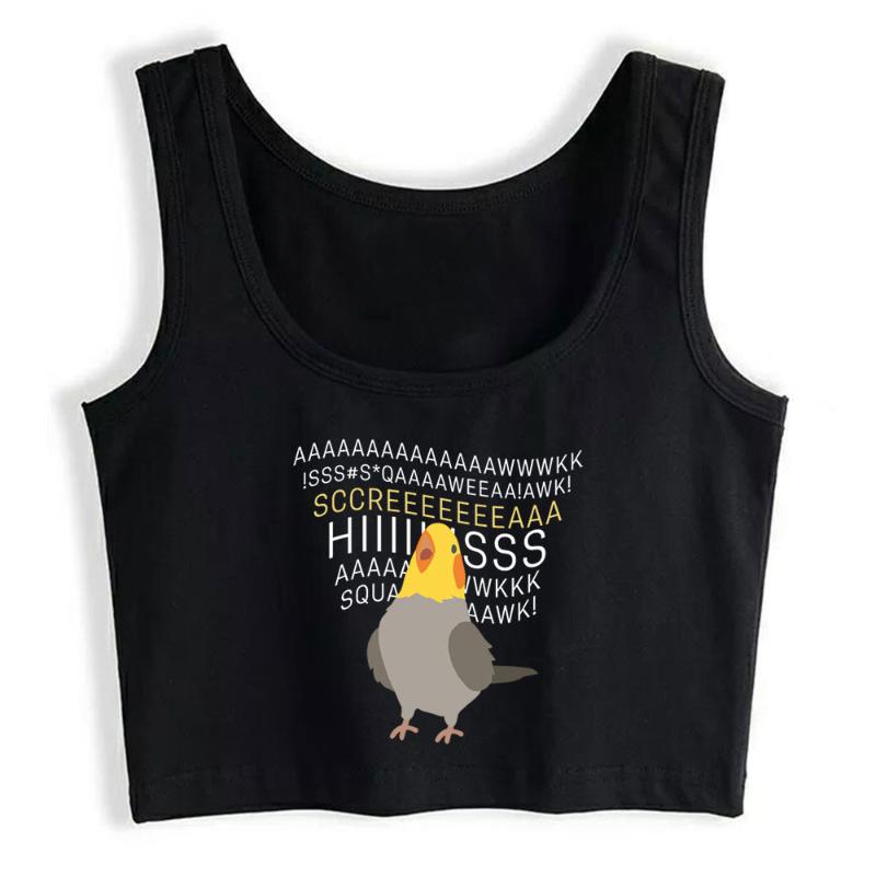 

Women' Tanks & Camis Crop Top Angry Cockatiel Fashion Inscriptions Print Y2k Tops Womens Blusas Mujer De Moda 2022 Verano Gym Tank Women, Black