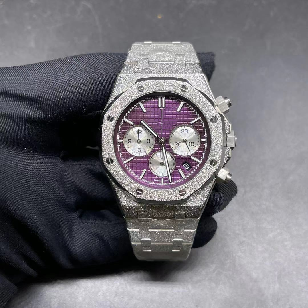 

Sports leisure fashion automatic mechanical watch 42mm men's octagonal matte watch purple