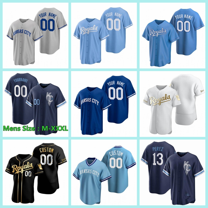 

Kansas''City''Royals''men Baseball Jersey 13 Salvador Perez 5 George Brett 15 Merrifield 23 Zack Greinke 16 Andrew Benintendi 617, Nik logo