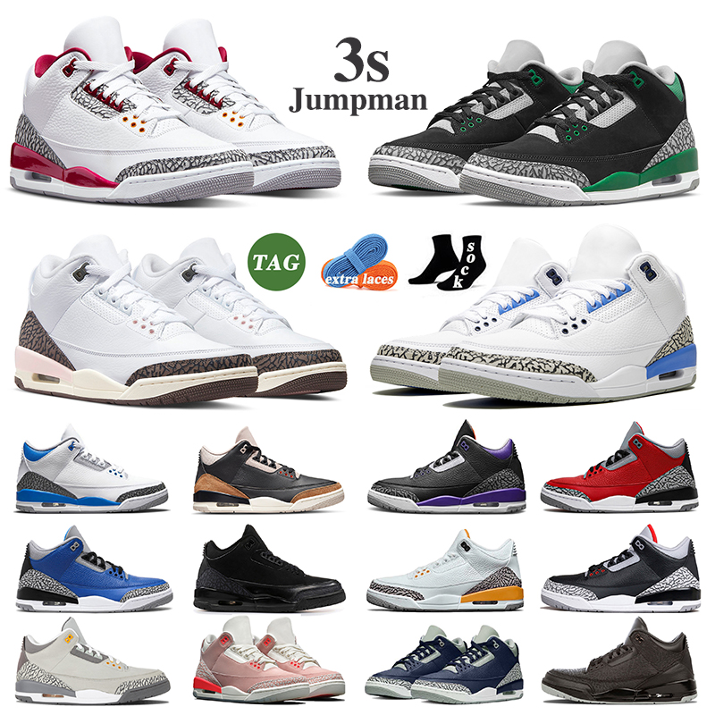

3 3s women men basketball shoes Neapolitan Muslin Cardinal Dark Iris Racer Blue Pine Green UNC Medium Cool Grey Cement Black Cat trainers sports sneakers size 5.5-13, #15