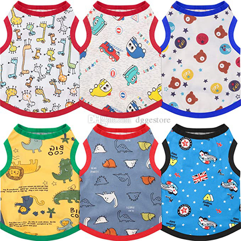 

Dog Shirts Cute Printed Dog Apparel Soft Cotton Pet T Shirt Breathable Puppy Sweatshirt Clothes Vests for Dogs Chihuahua Yorkies 8 Color Wholesale A324, As follows