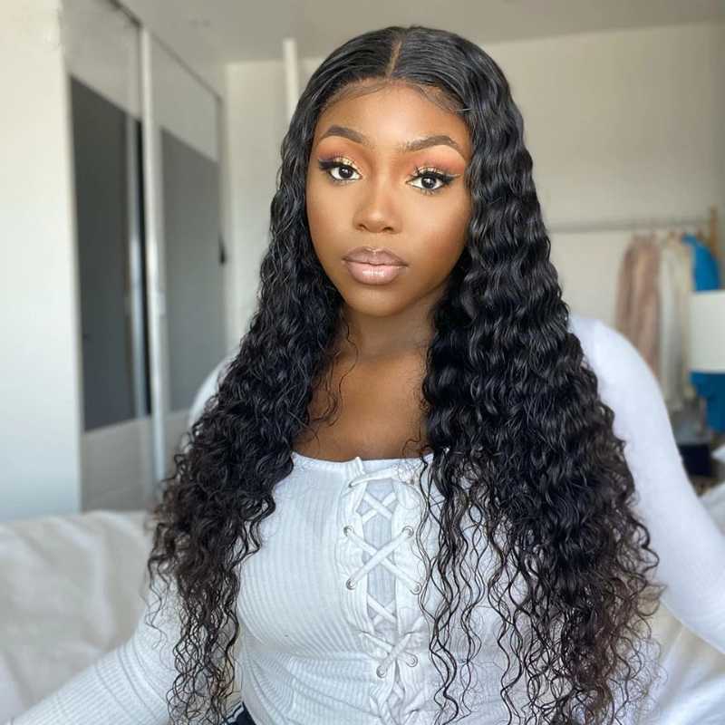 

Lace Wigs 30inches Deep Wave Curly 13x6 Front Human Hair For Black Women 180% Brazilian Frontal WigsLaceLace, As pic