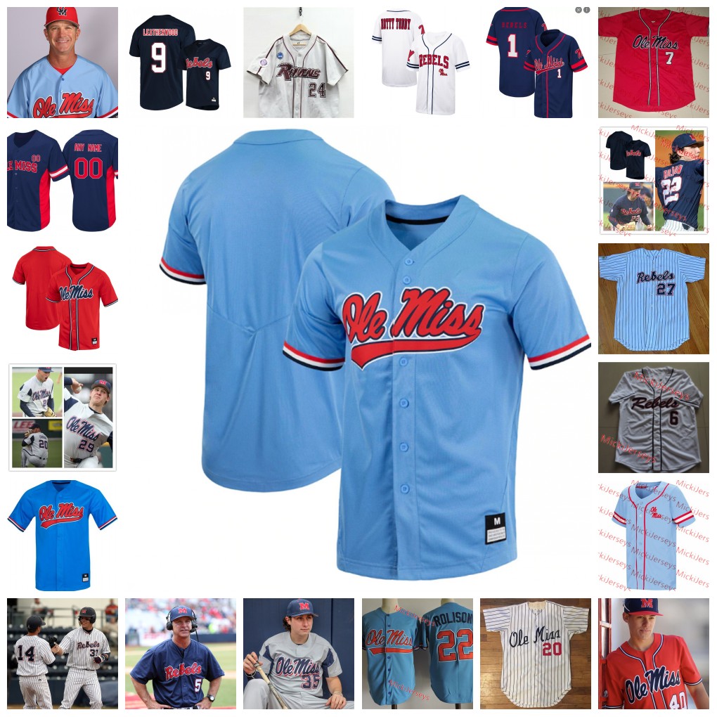 

2022 NCAA Custom Stitched Ole Miss Rebels Baseball Jersey 39 Jack Dougherty 40 Garrett Wood 43 Cole Baker 44 Dylan DeLucia 45 Mason Nichols 46 Brayden Jones Jerseys, Navy