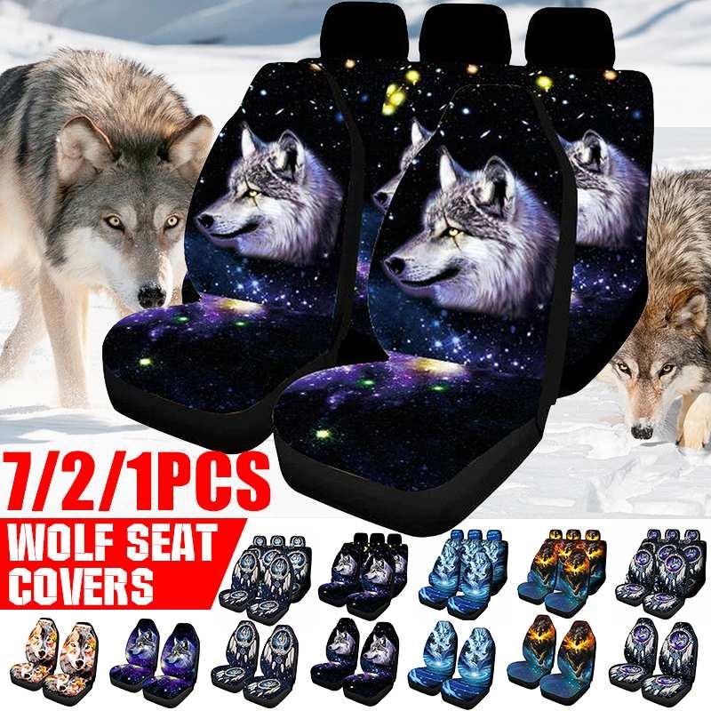 

Car Seat Covers Cover Set Thicker Section 3D Wolf Pattern Polyester Universal All-inclusive Elastic Auto Interior Parts Accessories
