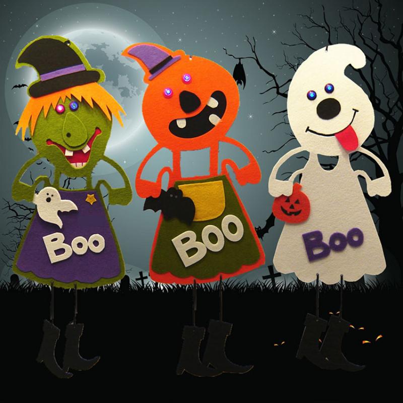 

Party Decoration Halloween Kindergarten 70CM Luminous Pumpkin Witch Ghost Non-woven Strap Doorplate