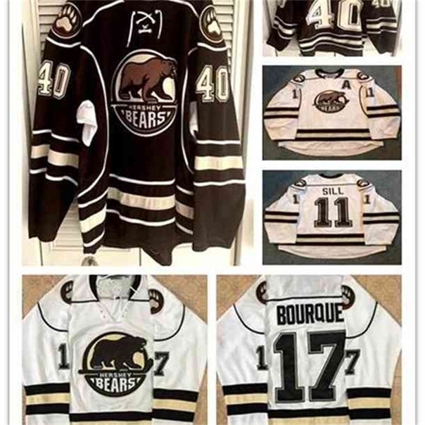 

C26 Nik1 2020 2015-16 Hershey Bears 40 Caleb Herbert Chris Bourque 11 ZACH SILL Hockey Jersey Embroidery Stitched any number and name Jerseys, 17