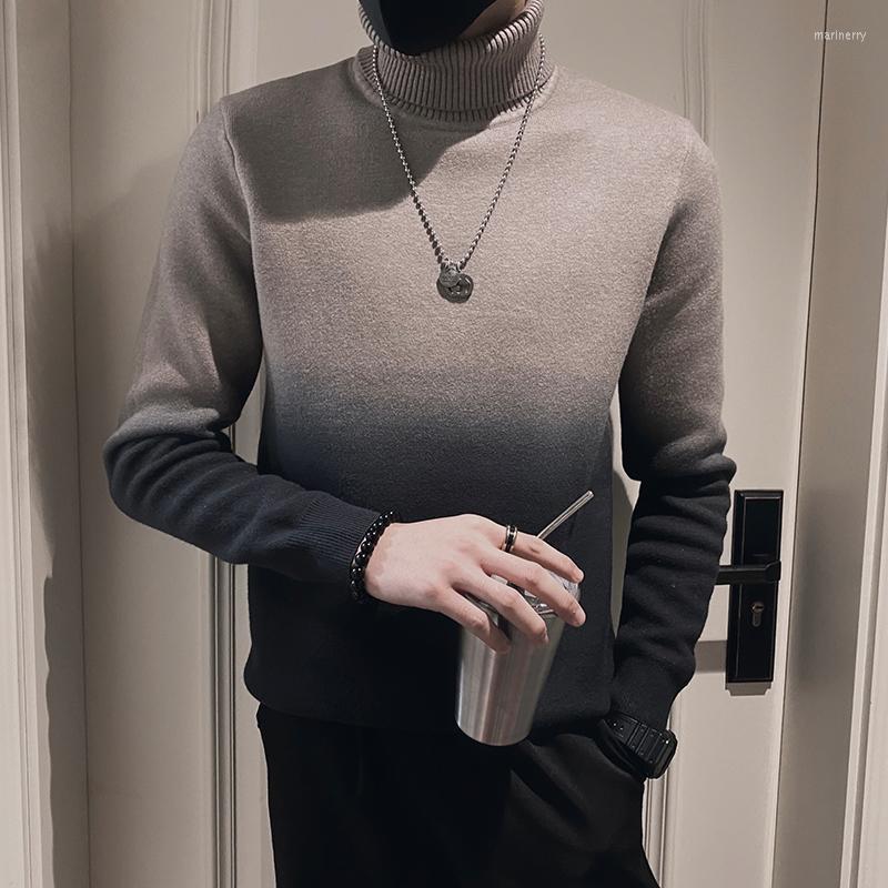 

Men's Sweaters Gradient Casual Knitted For Sweater 2022 Autumn Winter Turtleneck Long Sleeve Slim Fit Warm Pullovers Men Clothing Mari22, Blue