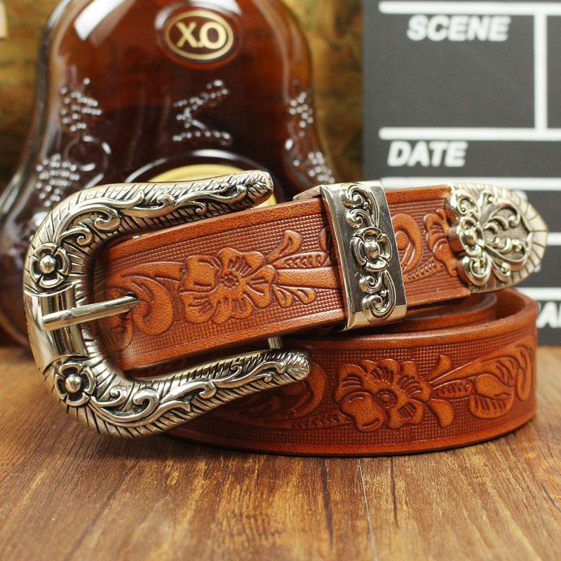 

Belts Cowhide Genuine Leather Vintage British BeltBelts, Black