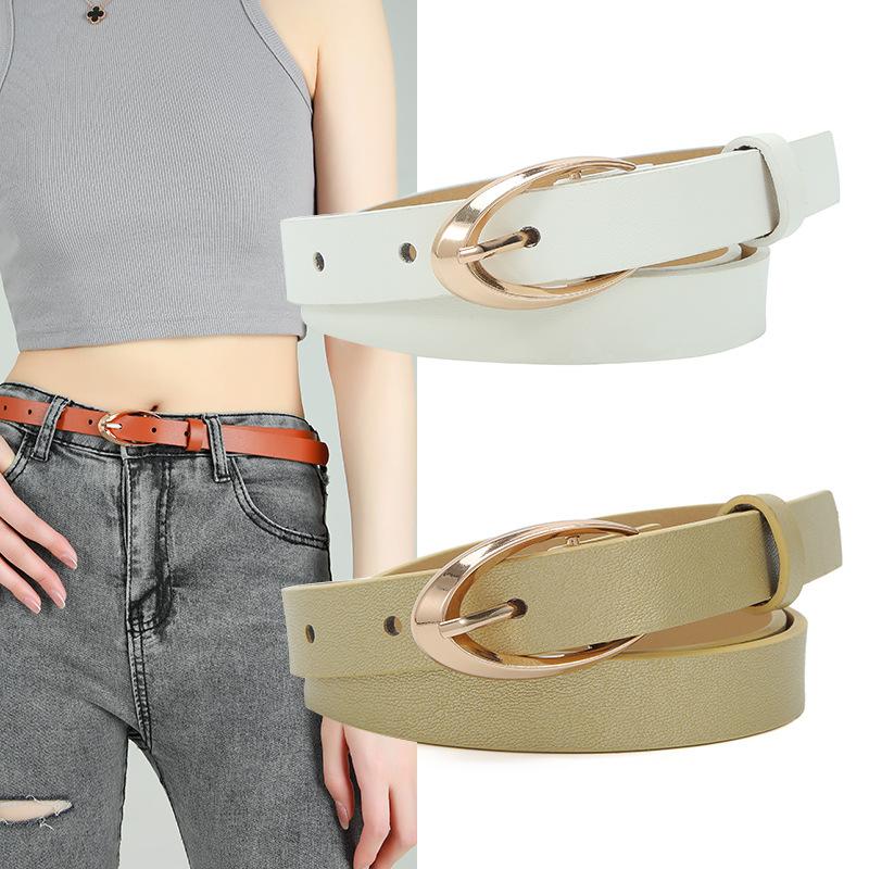 

Belts Thin Belt Women Decorative Gold Buckle Simple Jeans Fashion Wear Dress BS1018Belts, White