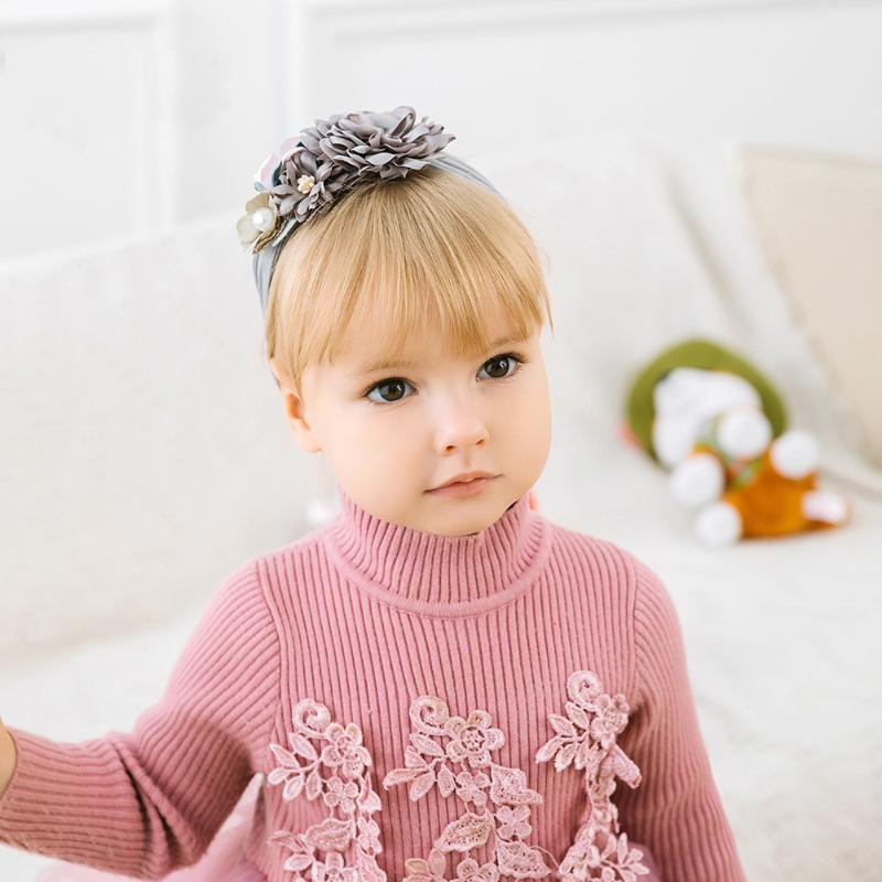 

Hair Accessories 3D Pearl Net Yarn Simulation Flower Child Baby Bow Headband Elastic Children Girls Princess