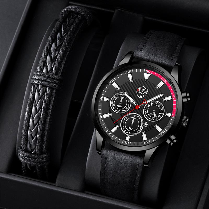 

Wristwatches Fashion Mens Sport Watches Stainless Steel Quartz Wristwatch Man Business Black Leather Bracelets Male Casual Luminous WatchesW, As shown 2