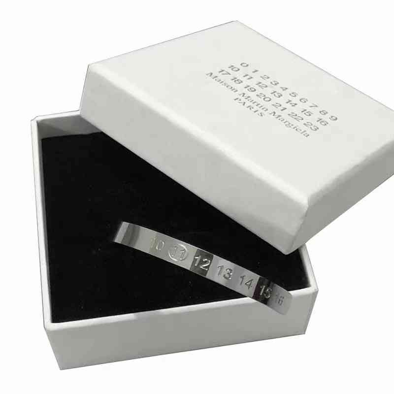 

PyC Margiela Style titanium steel used digital couple MM6 open simple Bracelet