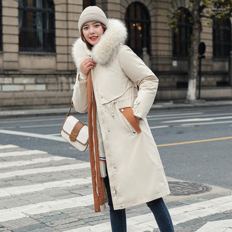 

Women's Down & Parkas YIZZHOY Women Large Fur Collar Warm Hooded Long Thickness Snow Overcoat -30 Degree Cotton Coat Winter Jacket Guin22, Beige