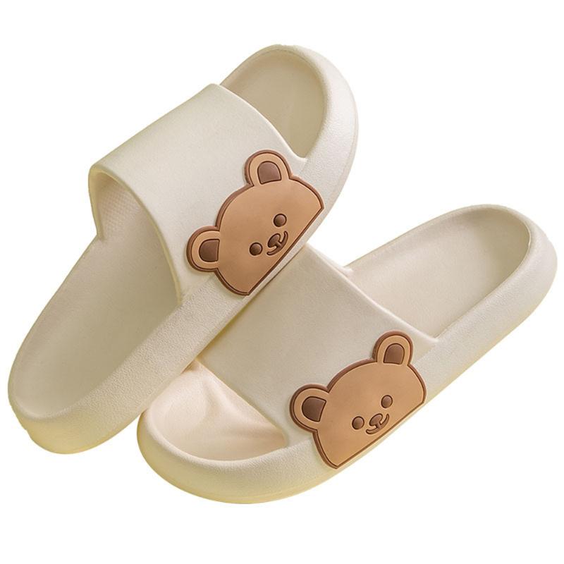 

Slippers Bathroom Home Cloud Women Men Soft Sole EVA Indoor Slides Sandals Summer Beach Casual Fashion Cute Bear Anti-slip ShoesSlippers, Black