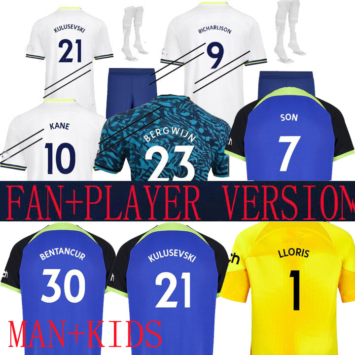 

22 23 KANE SON BERGWIJN SPURS RICHARLISON 9 Perisic Soccer Jerseys goalkeeper HOJBJERG Kulusevski Bentancur player version 2022 LUCAS Football shirt away kids, Gk kids
