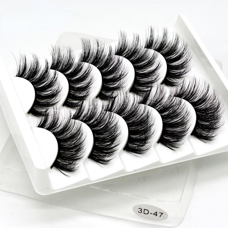 

False Eyelashes 5Pairs 3D Mink Lashes Handmade Synthetic Natural/Thick Long Eye Wispy Makeup Beauty Extension ToolsFalse
