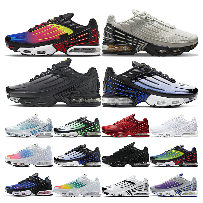 

tn plus 3 running shoes for men triple black white Hyper Blue Pink Gradient Light Bone Yellow ainbow mens womens sports sneakers trainers size 36-46