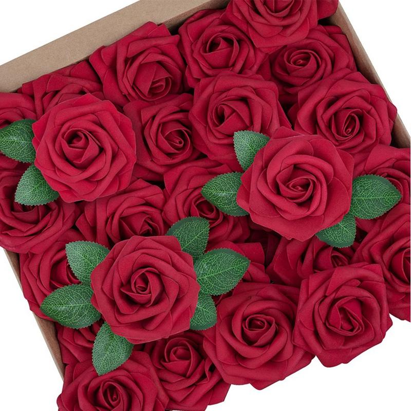 Decorative Flowers & Wreaths Red Roses Artificial Real Touch Foam Fake Bulk With Stem DIY For Wedding Centerpieces Valentine's Day Gift-image-759861638