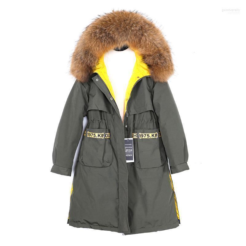 

Winter Jacket Fur Down White Duck Long Natural Collar1 Guin22, 01