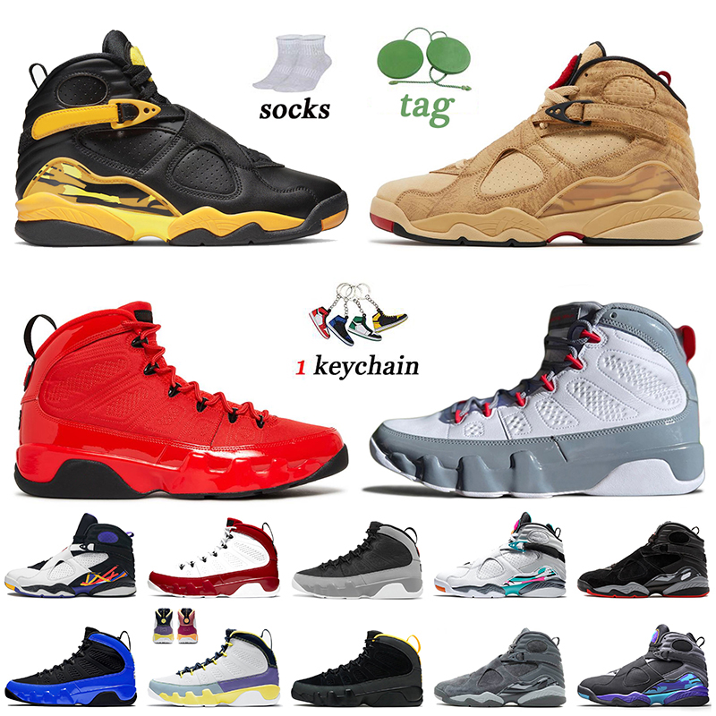 

2022 Women Mens Jumpman 8 9 Basketball Shoes Taxi 8s Fire Red 9s Chile Red Particle Grey University Gold Statue Space Jam Racer Blue Chrome Bred Trainers Sneakers, B19 take flight 40-45