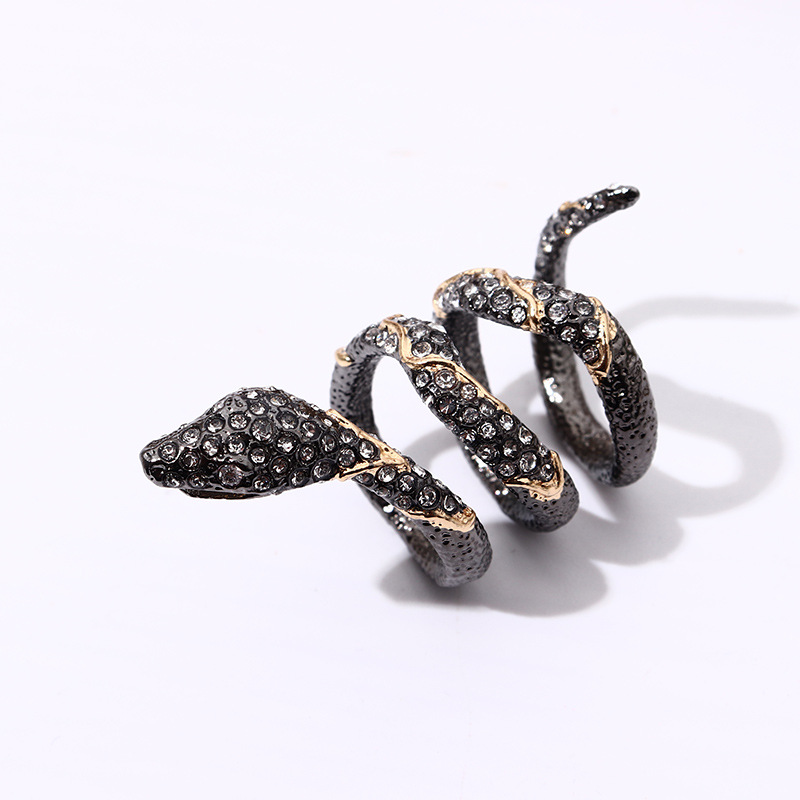 

Black Snake Band Rings Gold Rings with Crystal