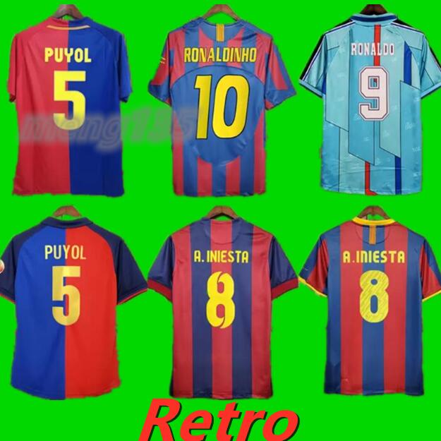 

96 98 RIVALDO Retro Mens Soccer Jerseys 100th XAVI PUYOL A. INIESTA Football Shirt RONALDINHO SUAREZ IBRAHIMOUIC GIOVANNI PIQUE PUYOL Short sleeve