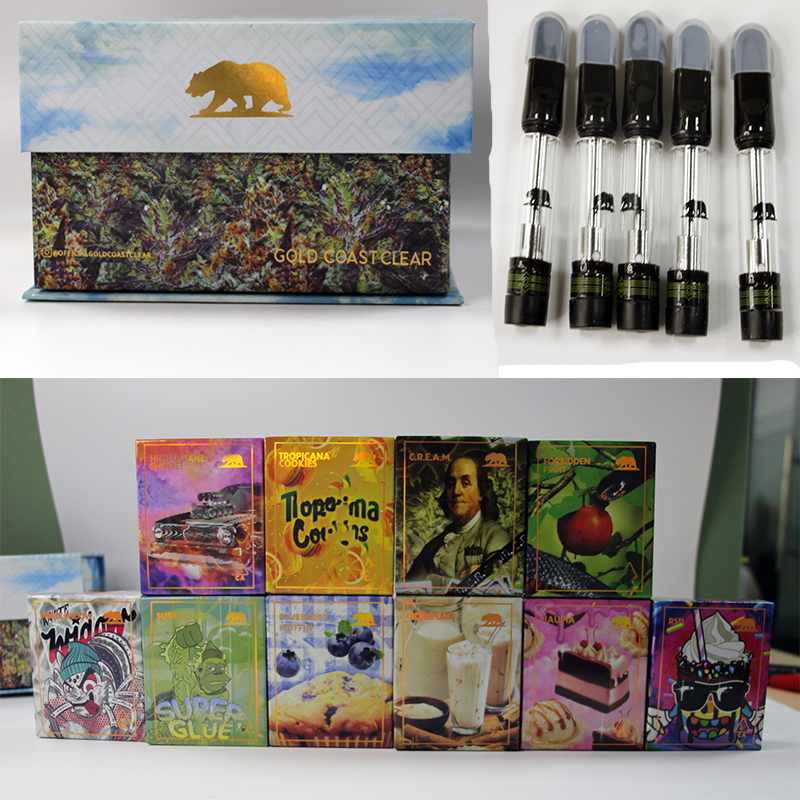 

New Arrival GCC Atomizers Black Ceramic Flat tips Ceramic Coil carts 0.8ml 1.0ml Empty Atomizer 510 Thread Thick Oil Cartridge with Packaging boxes