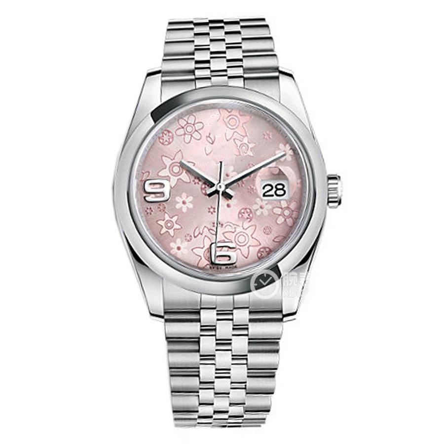 

High Quality Asian Watch 2813 Sports Automatic Mechanical Ladies Watchs 36mm Pink Pattern Dial Fashion Luxury Digital Watch 116200 Folding Buckle wristWatch, Multi-color