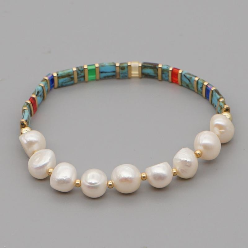 

Beaded Strands Go2boho Stretch Bracelet Miyuki Tila Beads Bracelets Women Boho Freshwater Pearl Jewellery Gift Pulseras Mujer JewelryBeaded