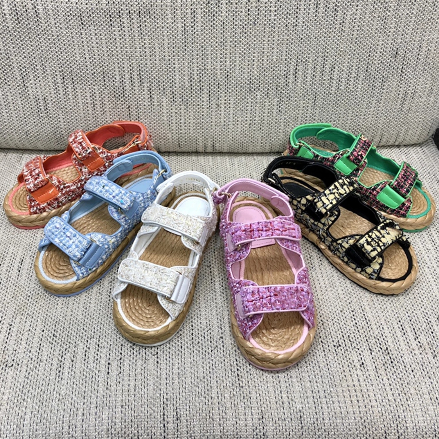 

Luxury Genuine Leather Sandals Low Heels Flat Platform Designer Shoes Hook Loop Beach Zapatillas Mujer, As pic