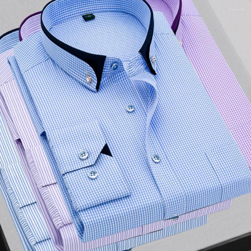 

Men's Dress Shirts Business Shirt Long Sleeve Slim Striped Simple Formal Dway22, Blue plaid