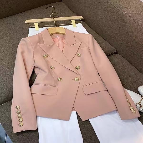 

B102 Womens Suits & Blazers Tide Brand High-Quality Retro Fashion designer Presbyopic Maze Series Suit Jacket Lion Double-Breasted Slim Plus Size Women's Clothing, Pink