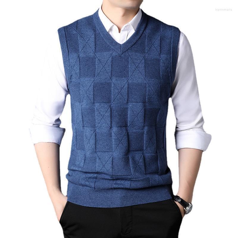 

Men's Vests 2022 Sweater Vest Men Plus Size 3XL Spring Autumn Oversize Mens Solid Simple All-match V-neck Couples Retro Khaki Soft Kare22, Dark blue