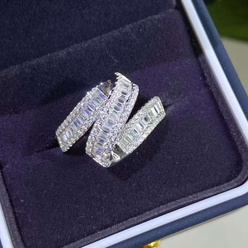 

Cluster Rings Designer Fashion 925 Sterling Silver Jewelry 3A Cubic Zirconia Party RingCluster