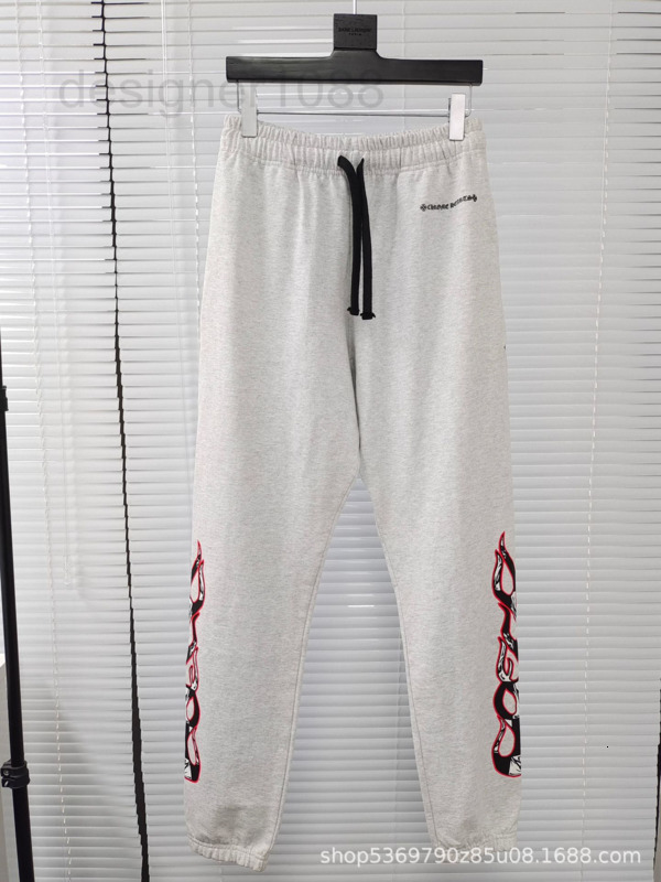 

Men's Pants designer Ch new ss21mattyboy graffiti series light flower grey OE yarn Terry pants V35J, Grey marl