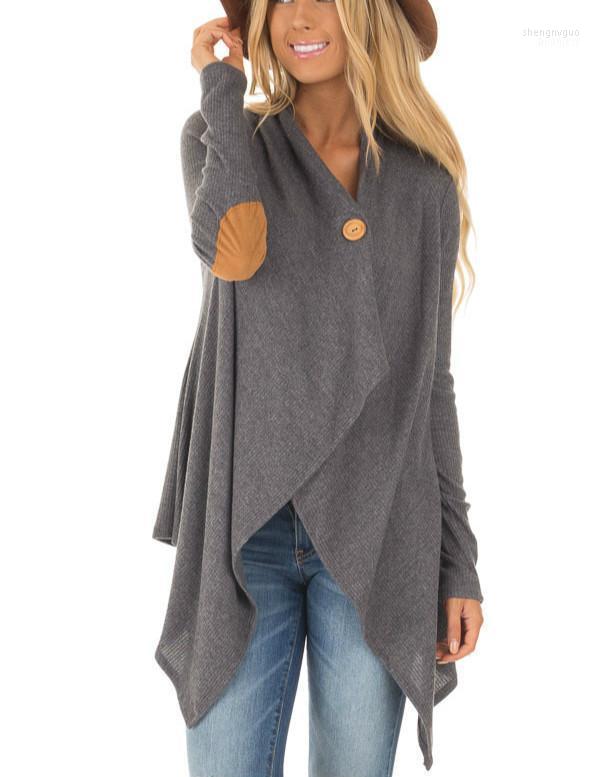 

Women's Jackets 2022 Women Long Sleeve Sweater Ladies Casual Loose Solid Color Fashion Thread Stitching Irregular Button Coats, Black