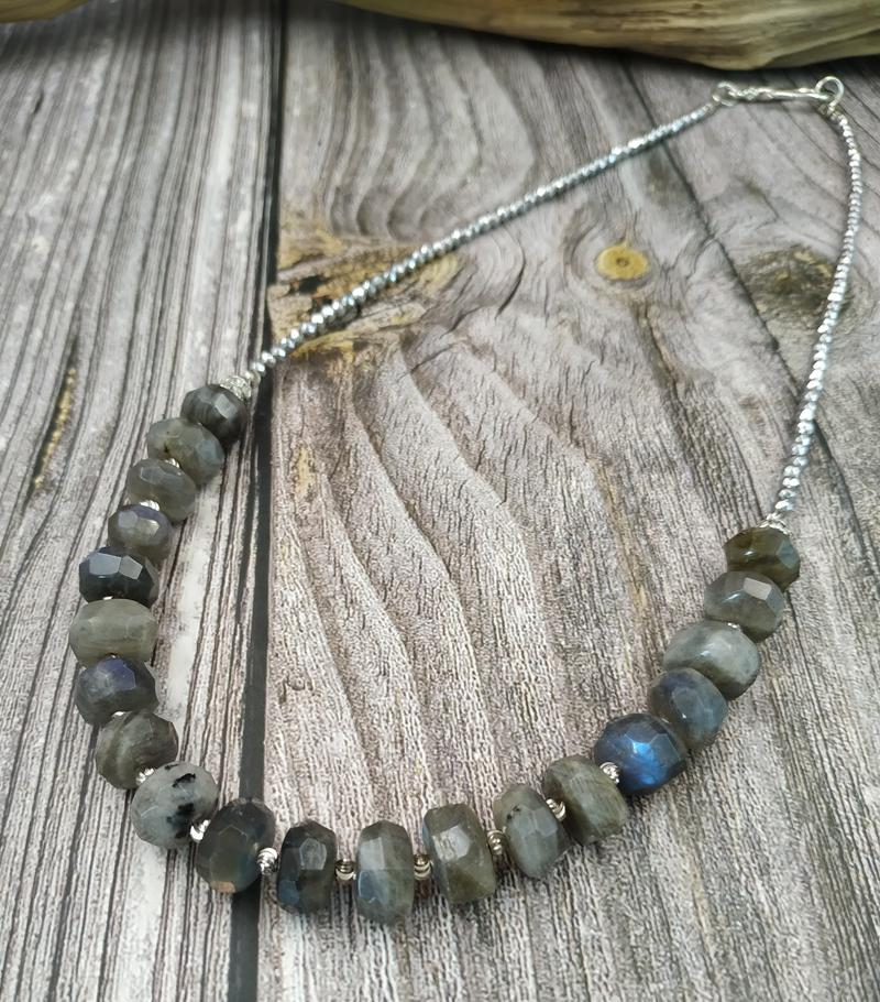 

Pendant Necklaces Labradorite Beads Hematite Handmade Necklace 18-20inch LongPendant PendantPendant