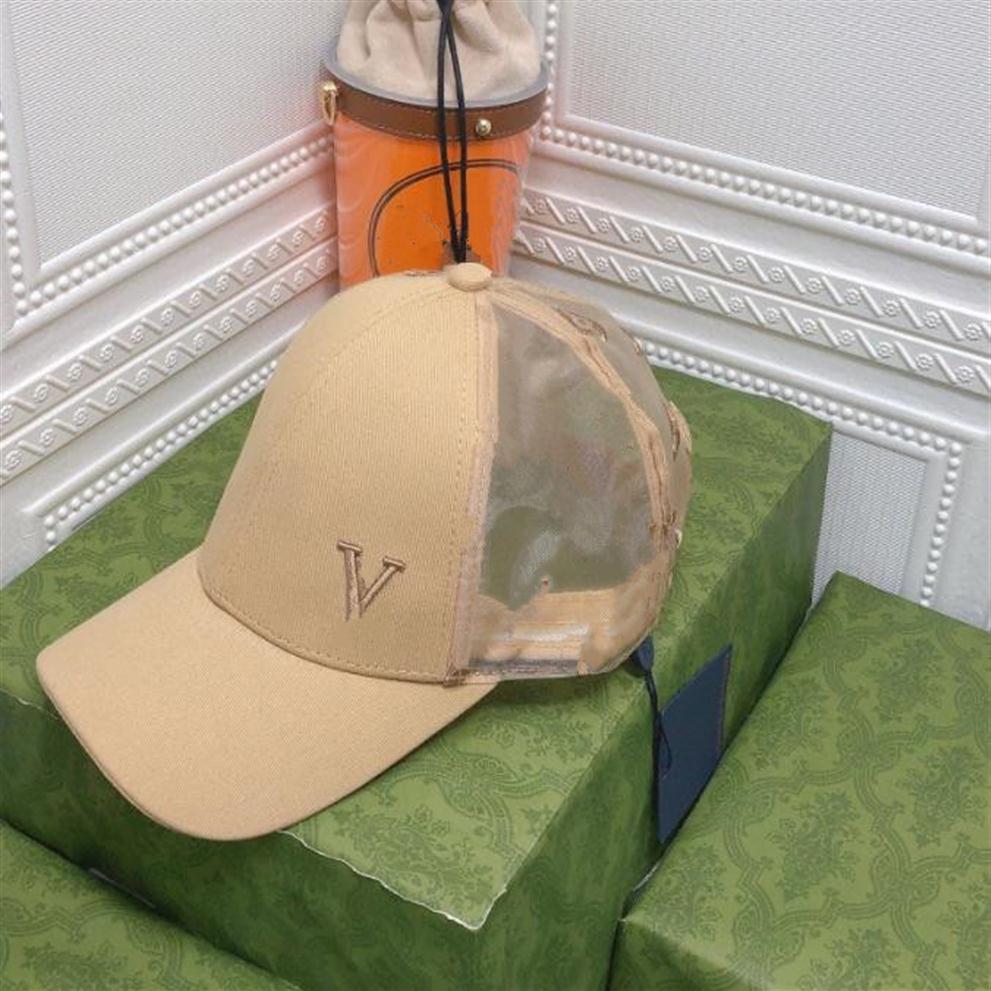 

Designer Cotton Mesh Baseball Caps Hats For Women Casual Fitted Cap 2022 Spring Summer New Fashion Ladies Girls V Letters Breathab277A, Khaki