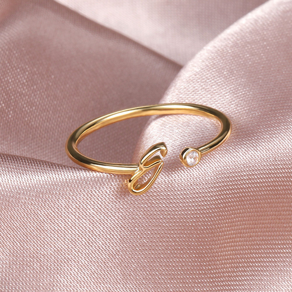 

Stainless Steel A-J 10 Letters Rings For Women Tiny Wedding Ring Alphabet Crystal Initial Rings Finger Jewelry Accessories Gift