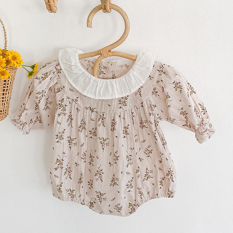 

Jumpsuits Spring Autumn Born Girls Lotus Leaf Collar Floral Clothes Baby Knit Rompers Knitted Long Sleeve Children RompersJumpsuits, 95008 gary