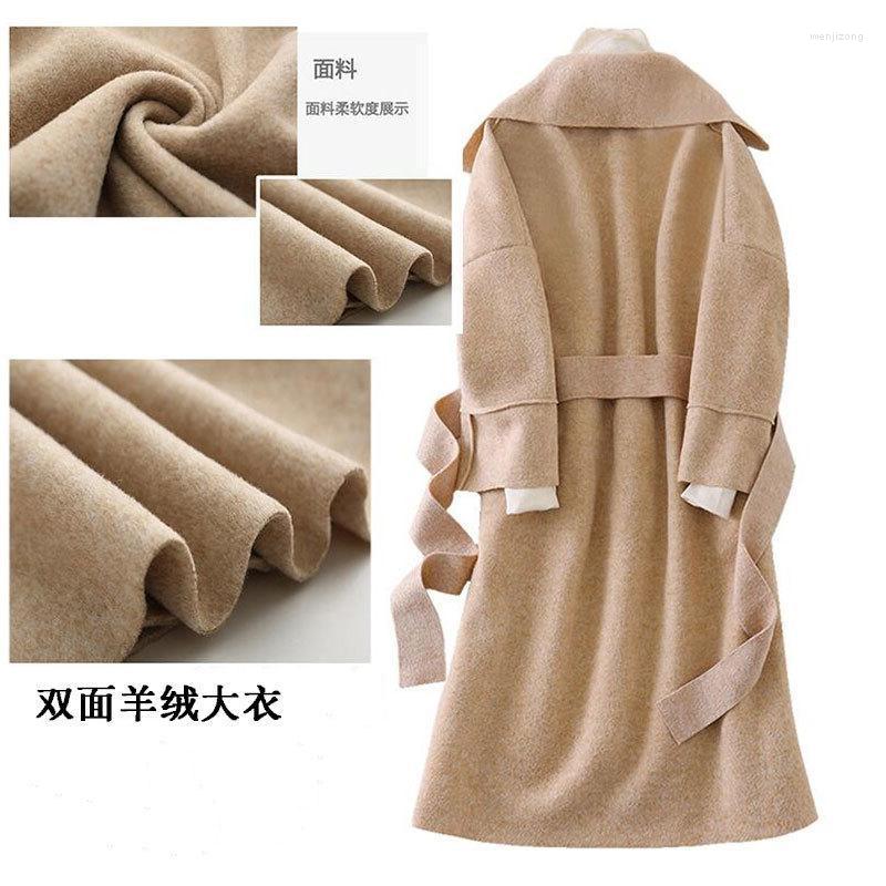 

Women' Wool & Blends AYUSNUE Cashmere Coat Female 2022 Long Jacket Spring Autumn Pink Ladies Coats Overcoat Korean Sobretudo Feminino KJ254, F1808a apricot