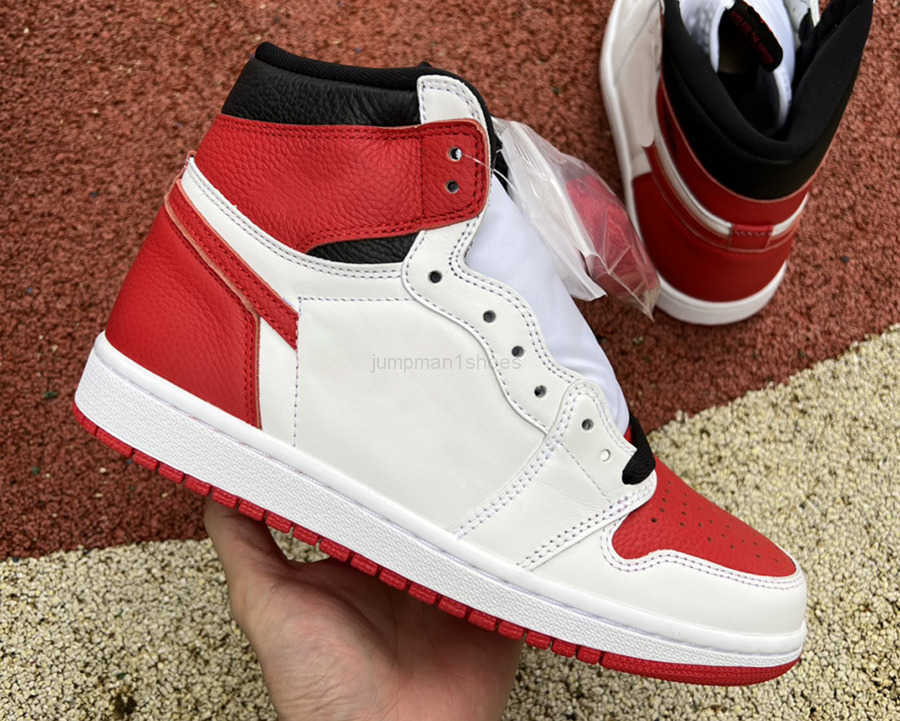 

2022 Released Jumpman 1 High OG Heritage Shoes 1s White/University Red-Black Fashion Trainers Leather luxurys Designer Sneakers, #1