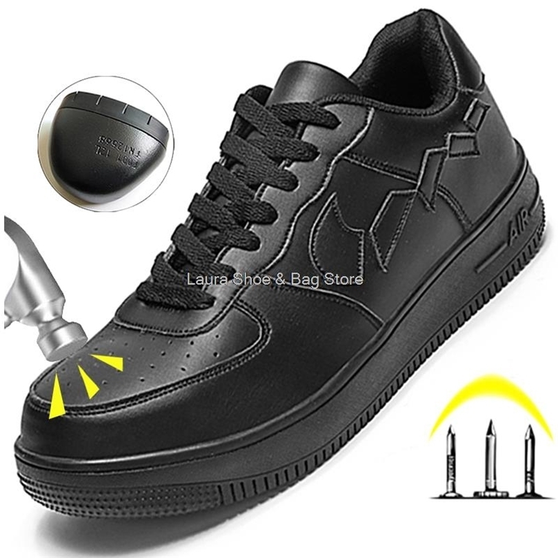 

men safety shoes fashion work sneakers steel toe puncture proof boots mens ing security male 220718, Blackmesh