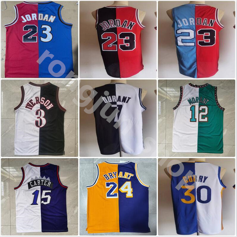 

Split Two Retro Stitched Basketball Allen Iverson Vince Carter Ja Morant Stephen Curry Kevin Durant Jersey
