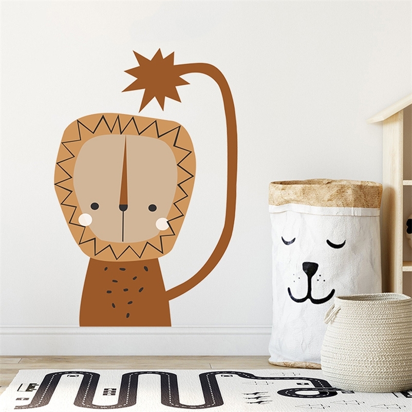 

African Safari Lion Child Decals Nursery Wall Art Stickers Wallpaper Removable Posters For Boys Bedroom Home Decoration Gift 220613
