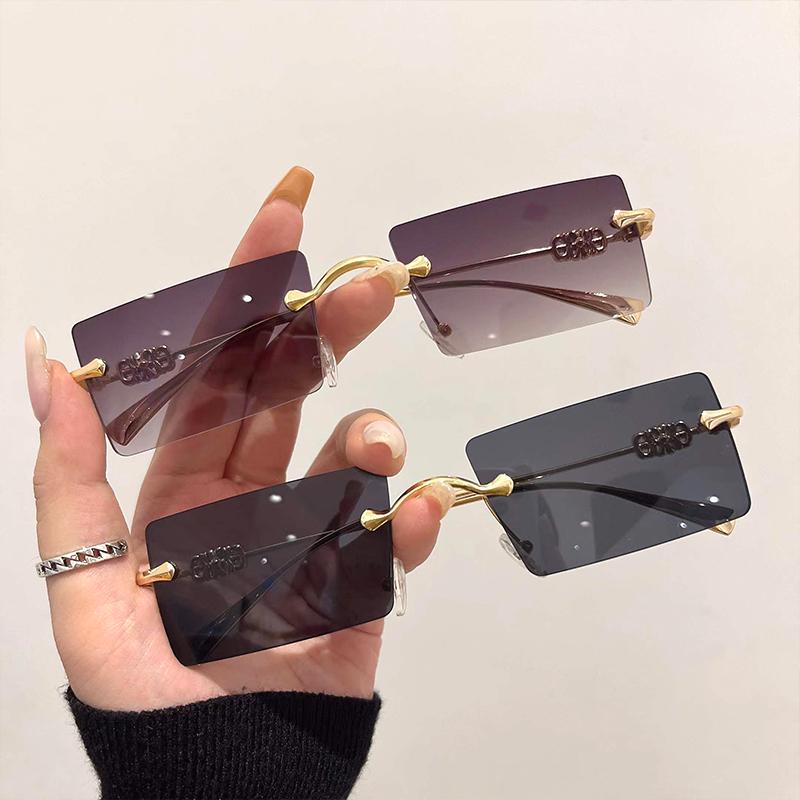 

Sunglasses Rimless Rectangle Colorful Fashion Trendy Male Female Shades Brand Designer UV400 Eyewear For Man Women