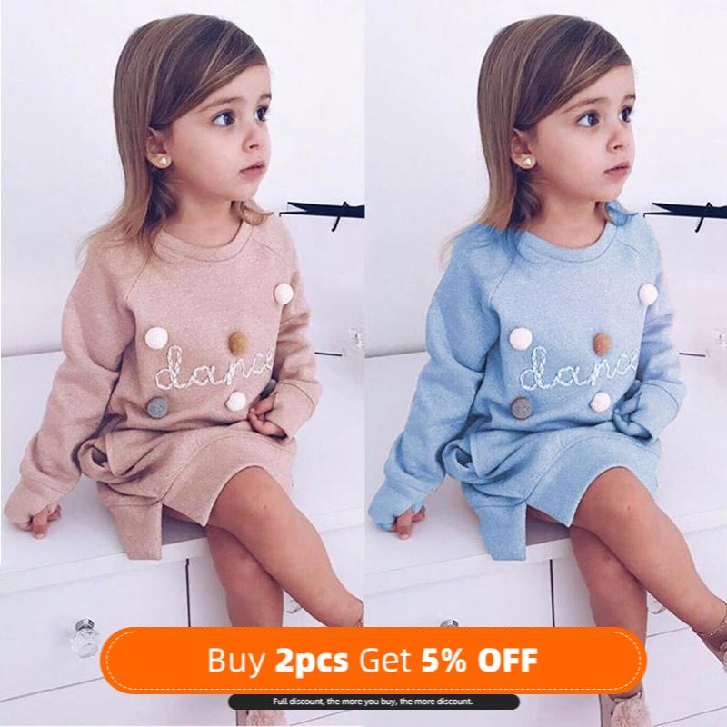 

Girl's Dresses Children Dress Autumn Winter Girl Clothes Fashion Long Sleeve Letter Print 2 6 7 Years Baby Kids DressGirl's, Ax071blue
