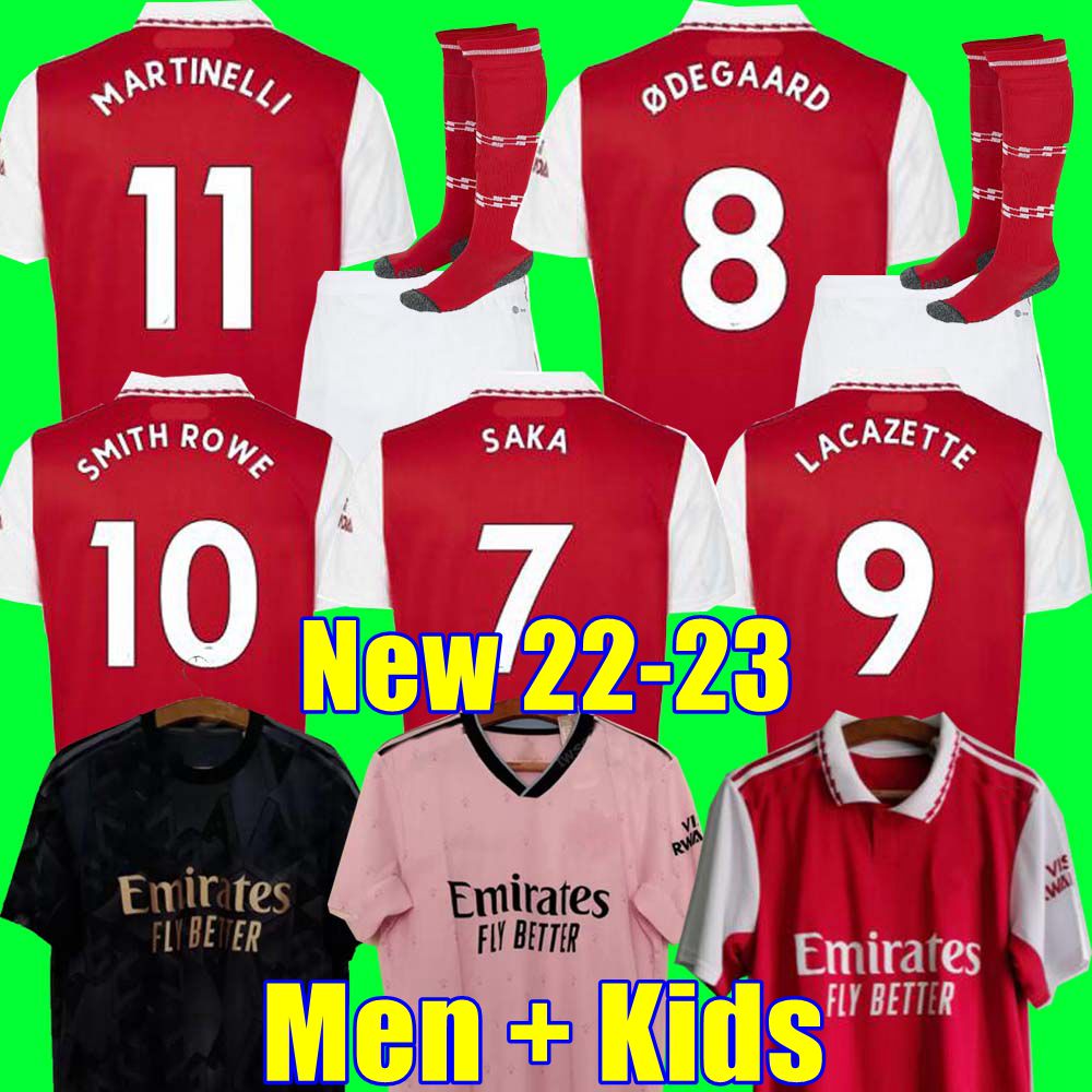 

22 23 SMITH ROWE PEPE SAKA soccer jerseys Fans Player version THOMAS MARTINELLI TIERNEY 2022 2023 no more red football shirt Men Kids kit sets ODEGAARD SAMBI Nketiah, 22/23 home aldult