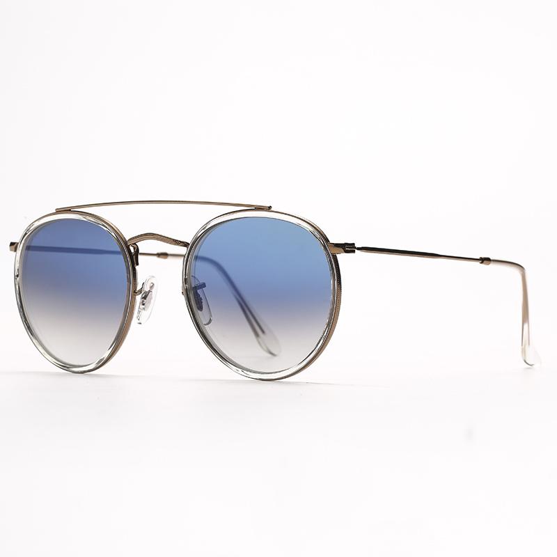 

Round fashion Sunglasses double bridge model womens mens sunglass uv protection lenses sun glasses woman des lunettes de solei Mij raies ban
