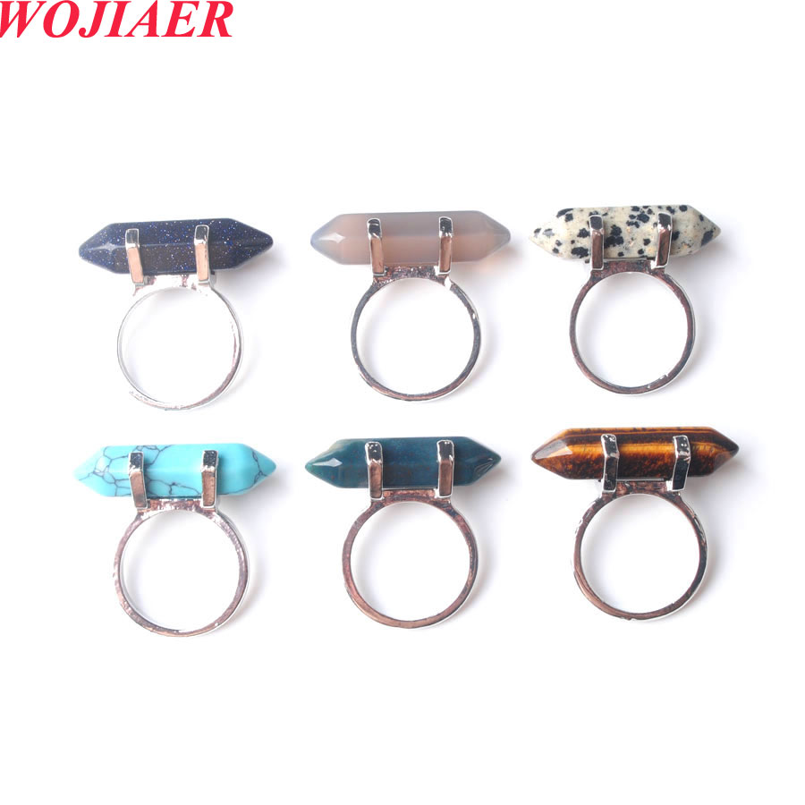 

Natural Picasso Stone Hexagon Prism Rings Healing Reiki Chakra Beads Finger Ring Silver Color Wedding 2022 New Jewelry BZ912